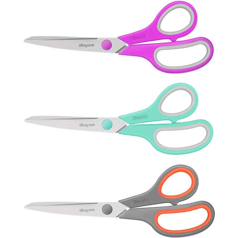 8" Titanium Bonded Multipurpose Scissors 3 Pack with Ultra Sharp Blades, Comfort-Grip Handles - w/Voucher, Sold By SafreRest FBA