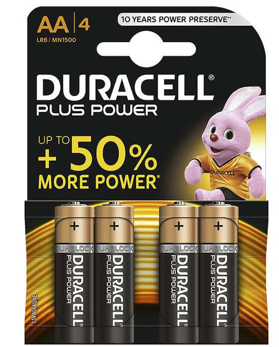 4 Duracell Plus Power Battery AA 4 pk - Free click and collect - Selected locations