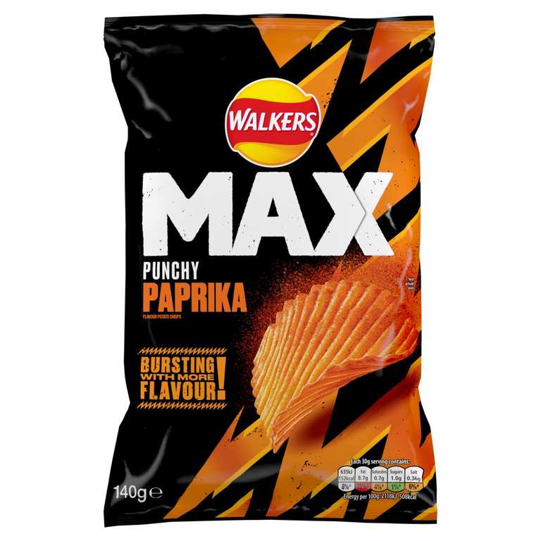 Walkers Max Paprika Crisps 140g