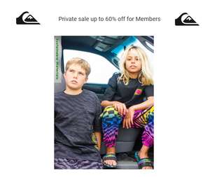 Up to 60% off (Private sale ) Prices starting from £7.20 @ Quiksilver Delivery and returns free for Freedom Members