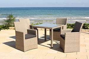 Backyard Furniture Barcelona Rattan Wicker 4 Seat Square Dining Set with Cushions and Weatherproof Furniture Cover - £186.70 @ Amazon