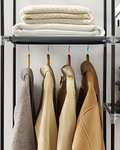 SONGMICS Canvas Wardrobe Bedroom Furniture Cupboard Clothes Storage Organiser Gray 175 x 150 x 45 cm RYG12G