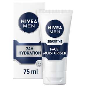 NIVEA MEN Sensitive Face Moisturiser (75ml), with 0% Alcohol for Sensitive Skin - £2.98 with max S&S