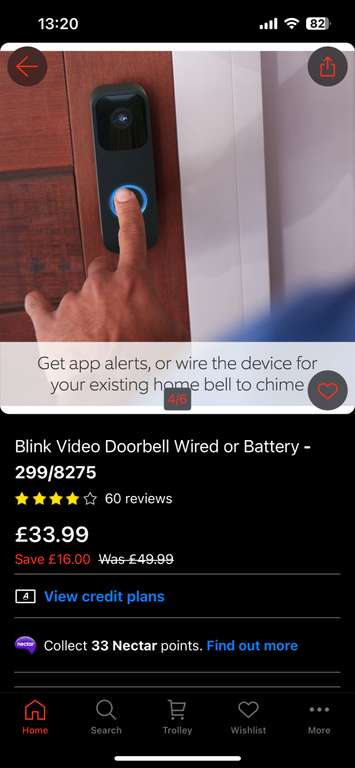 Blink Video Doorbell Wired or Battery - £33.99 with click & collect @ Argos