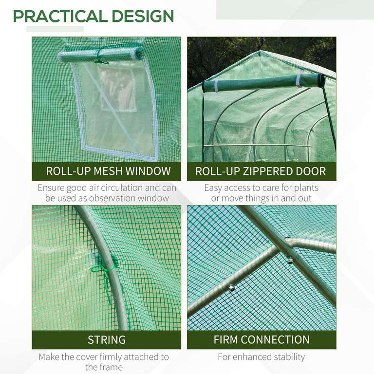 Outsunny Walk in Polytunnel Greenhouse with Windows and Door for Garden, Backyard (4 x 2M) - £88.99 @ Amazon