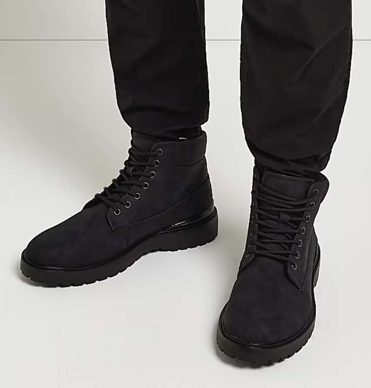 Men’s River Island Black Suedette Lace Up Winter Boots £20 + free click and collect @ River Island