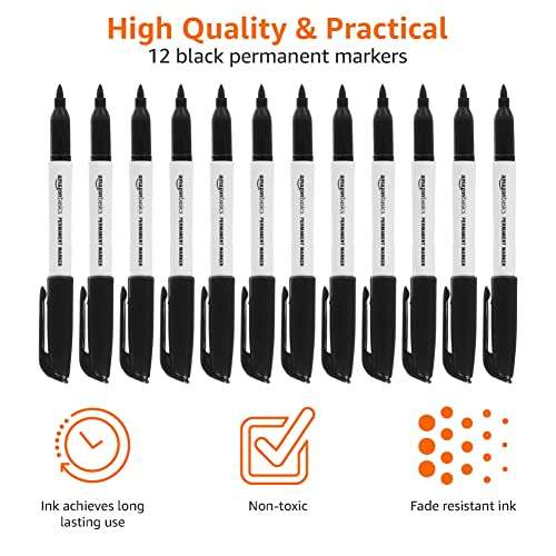 Amazon Basics Permanent Markers - Black - Pack of 12 - £3.59 @ Amazon