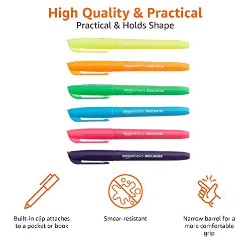 Amazon Basics Highlighters - Bright Assorted Colours, Pack of 24 - £5.41 (Subscribe & Save £5.14) @ Amazon