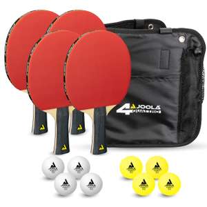 JOOLA table tennis set Family, table tennis set with 4 table tennis rackets, table tennis balls and carrying bag