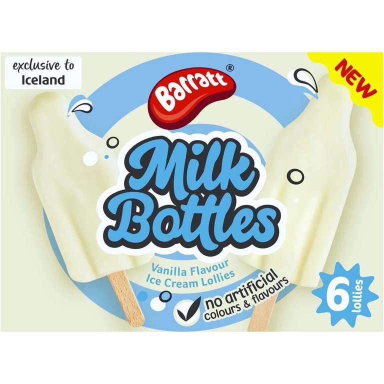 Barratt Milk Bottle Ice Creams 6×288g - £1 @ Iceland