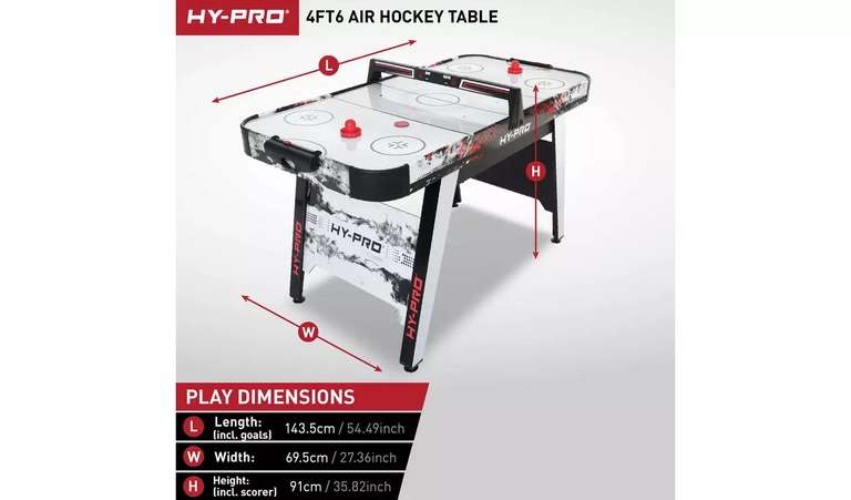 Hy-Pro 4ft 6in Air Hockey Table with LED Score Bar - £99 with click & collect @ Argos