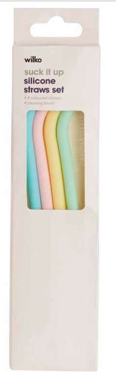 Wilko 5 Piece Silicone Straws Set with Cleaning Brush - C&C