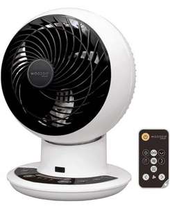 Iris Ohyama, Silent, Oscillating Fan with DC Jet Motor and Remote Control - Woozoo - PCF-SDC15T, White, 25 W, 43 m sq in Leicester