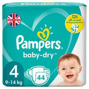 Pampers Baby-Dry Size 4 Nappies Essential Pack 44pk £5 @ Asda