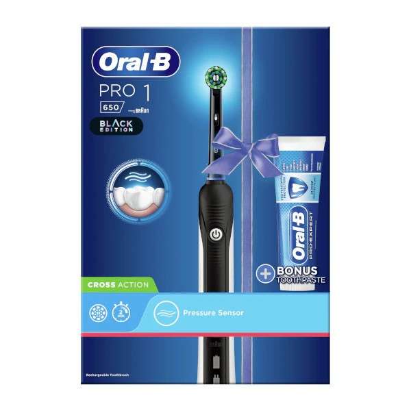 Oral B Pro 1 650 Black Electric Toothbrush + Toothpaste 75ml £24.99 instore + £4 delivery @ Savers