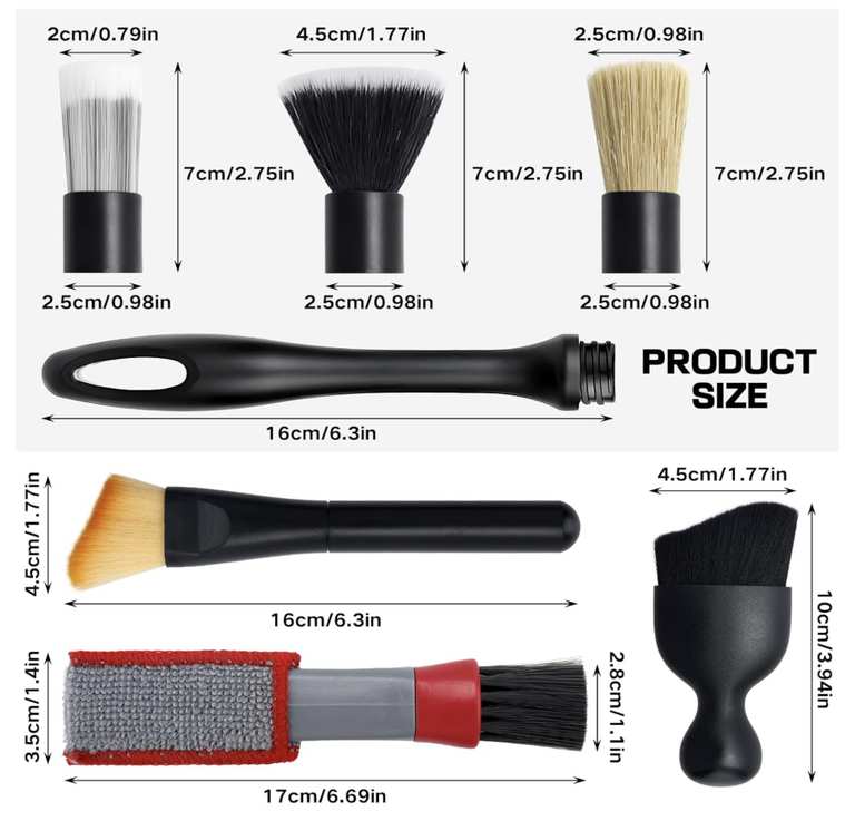 Car Detailing Brushes Set, 7Pcs Car Interior Cleaning Brush Kit (One Handle) - Sold by Car Supplies Home / FBA