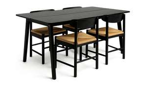 Habitat Nel Wood Veneer Dining Table & 4 Hanna Black Chairs - Delivered