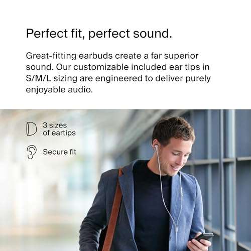 Belkin SoundForm Wired Earbuds with USB-C Connector, In-Ear Earphones w/ Microphone - Headphones for iPhone 15, iPad Mini, Galaxy, Android
