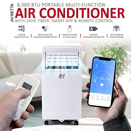 NETTA Portable Air Conditioner 3-IN-1 8000BTU, Dehumidifier, Cooling Fan £277.49 Dispatches and Sold by NETTA Direct on Amazon