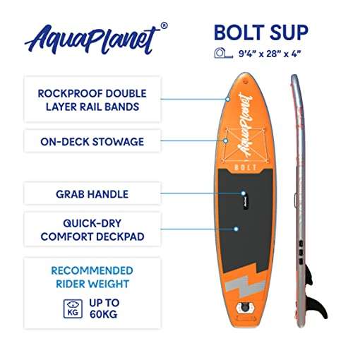 AQUAPLANET Bolt Junior 9.4 Foot iSUP paddle board £159.99 @ Amazon