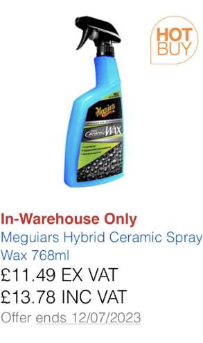 Meguiars Hybrid Ceramic Spray Wax 768ml £13.78 instore @ Costco