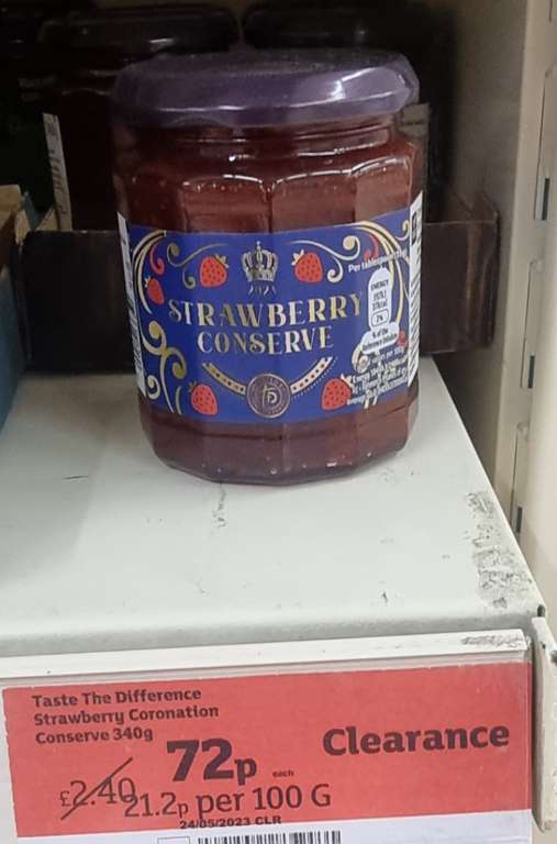 Strawberry Conserve Coronation Jam Taste the difference 72p @ Sainsbury's Plymouth