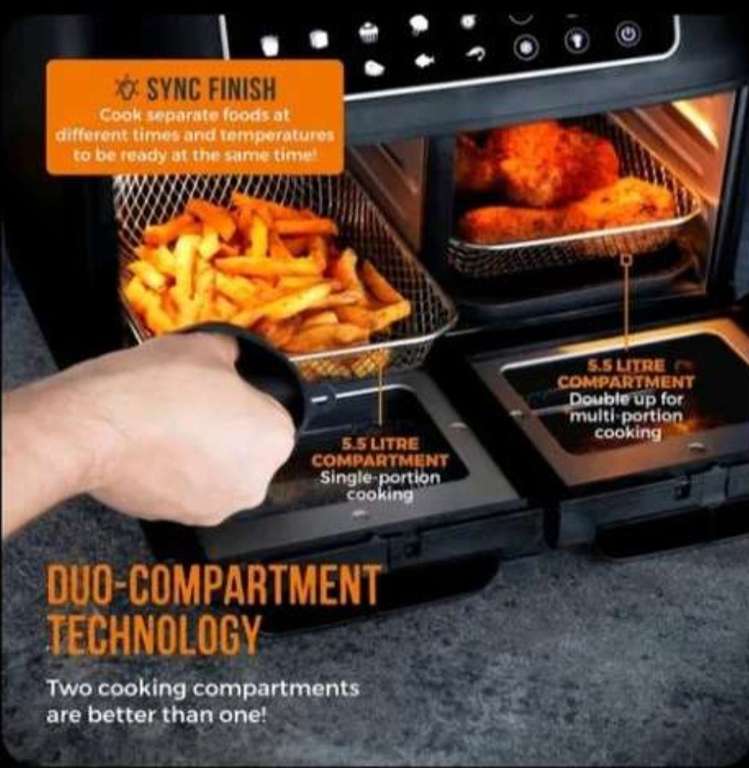 Tower T17102 Vortx Vizion Dual Compartment 11 L Air Fryer Oven, New & Sealed - £79.99 delivered @ Essential Appliances / eBay
