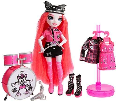Neon Pink Fashion Doll, Mix & Match Designer Outfits and Rock Band Accessories Playset £24.06 at Amazon