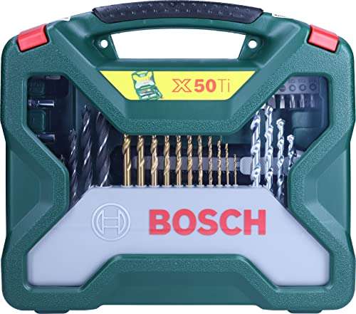 Bosch 50-Pieces X-Line Titanium Drill and Screwdriver Bit Set (for Wood, Masonry and Metal, Accessories Drills)