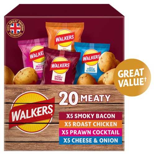 Walkers Meaty Variety Crisps Multipack Box (20 x 25g)