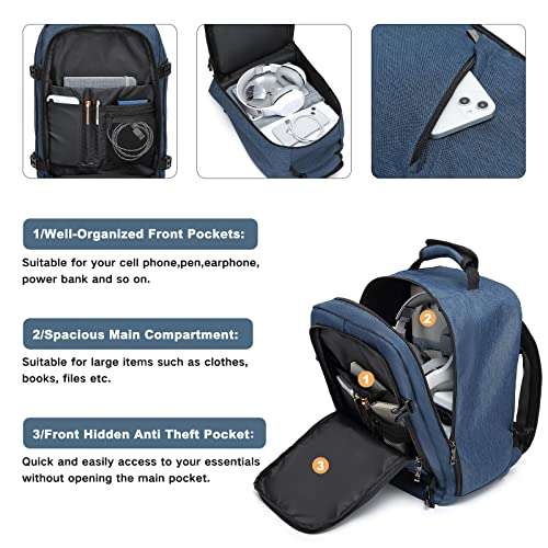 Kono Carry On Backpack 40x20x25 Under Seat Ryanair Cabin Flight Bag 20L (Navy) - £20.79 Dispatched By Amazon, Sold By DL-accessories
