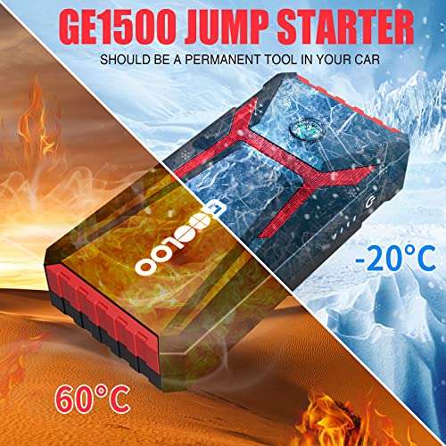 GOOLOO Jump Starter Power Pack Quick Charge Out 1500A Peak Car Jump Starter £45.59 With Voucher Dispatches from Amazon Sold by Landwork