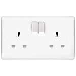 BG Electrical 822-01 2 Gang Single Pole 13A Round Edge Switched Socket Outlet, White