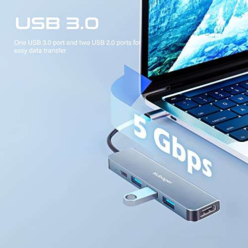 2BSON USB C Hub, USB C Adapter 5 in 1 with PD 100W, 4K HDMI, 1 USB-A 3.0, 2 USB-C 2.0