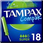 Tampax Compak Regular/Super Applicator Tampons 18 pack £1.60 @wilko Free Click & Collect