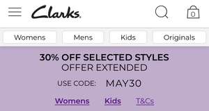 30% off selected styles includes selected kids sandals using discount code @ Clarks