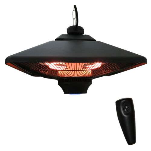 Outsunny 2kw Electric Heater LED Halogen Heating Hanging Light Outdoor Remote - outsunny
