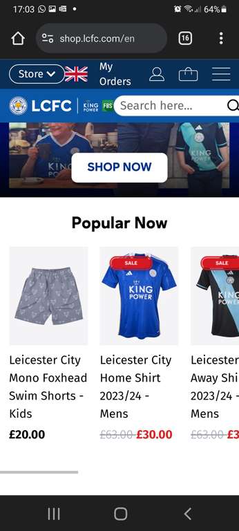 Leicester City Home Football Shirt