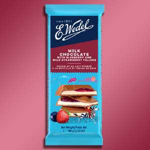 20 x e wedel milk chocolate with blueberry & wild strawberry filling 100g bars £9 Best Before 31/03/2022 @ Yankee Bundles