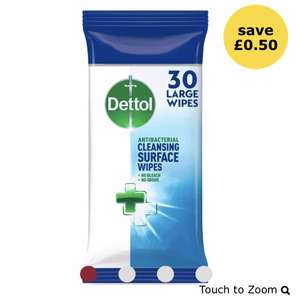 Dettol Antibacterial Wipes 30pk £1 free click & collect @ Wilko