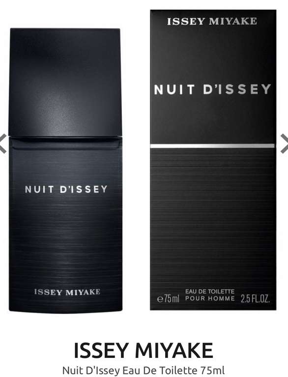 Issey Miyake Nuit d'Issey Eau de Toilette 75ML £25 delivered with code @ Debenhams