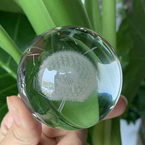 HDCRYSTALGIFTS 3D Carving Dandelion Crystal Ball with Silver-Plated Flowering Stand, 2.4inch(60mm) - £8.99 - Sold by HDCRYSTALGIFTS / FBA