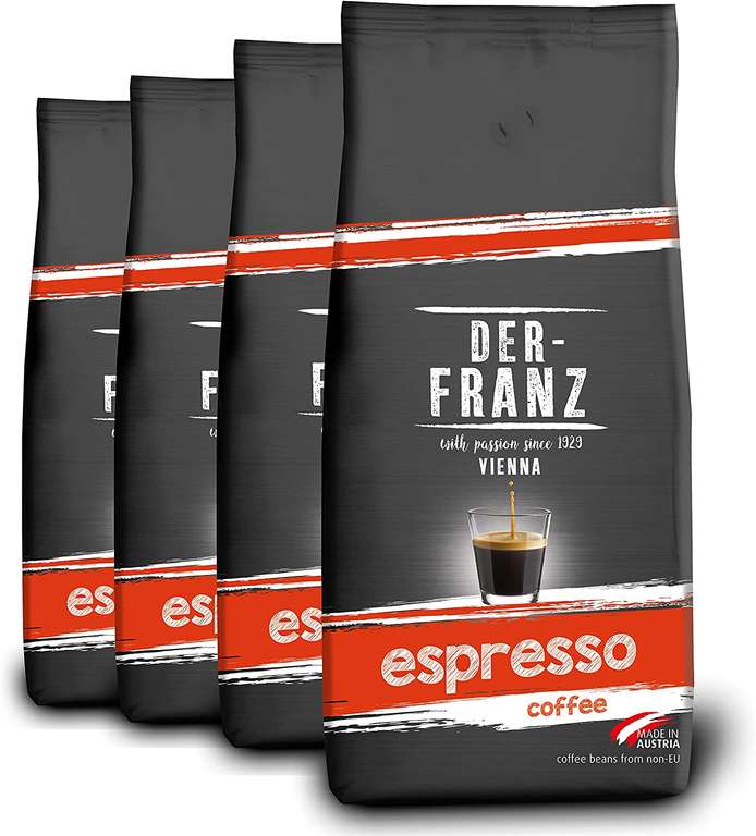 Der-Franz Espresso Coffee, Whole Bean, 1000 g (4-Pack) £5.45/kg - £21.80 @ Amazon
