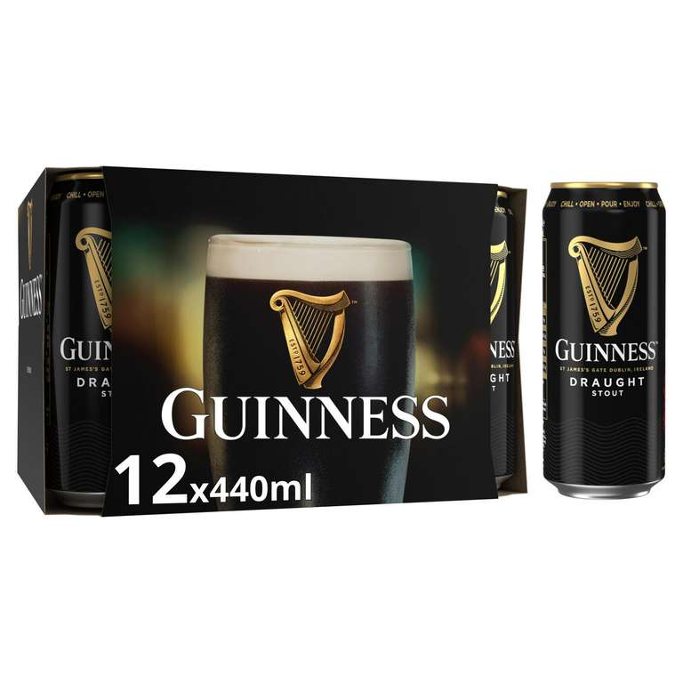 Guinness Draught Stout 12x 440ml Cans - Clubcard Price