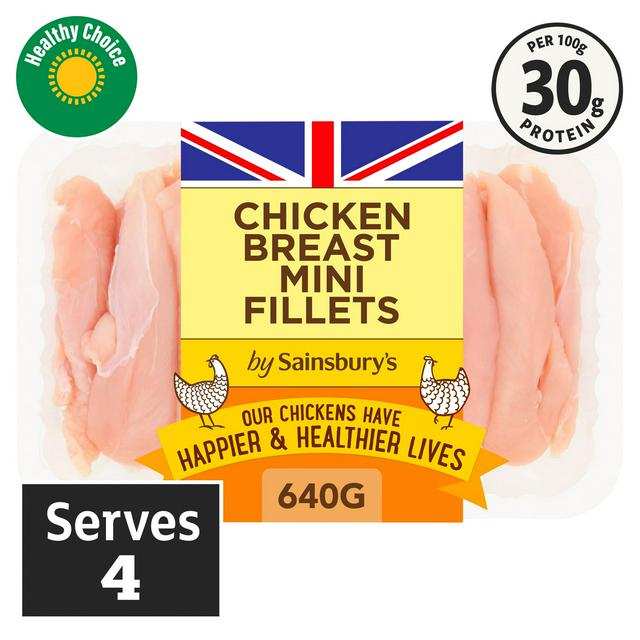 Sainsbury's British Fresh Chicken Breast Mini Fillets 640g or Diced version 640g - Nectar price (Equivalent to £6.25 per kg)