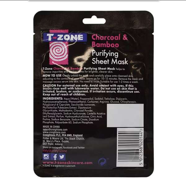 T-Zone Charcoal & Bamboo Sheet Mask (Buy 1 Get 1 Half Price) + Free Click & Collect (Limited stock)