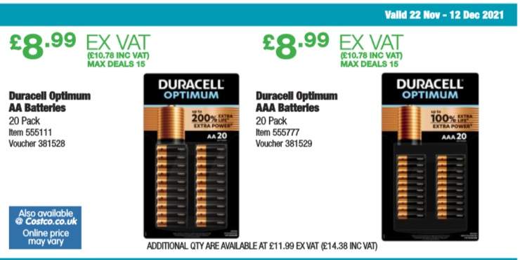 Duracell Optimum Or a Batteries Pack 10 78 Membership Required Costco Hotukdeals