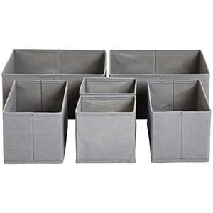Amazon Basics Collapsible Clothes Drawer Organisers / Dividers Set of 6, Grey