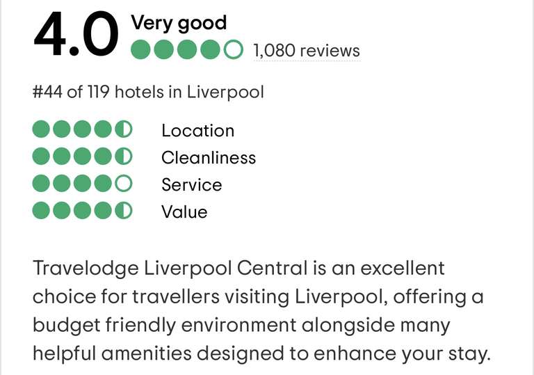 Liverpool Central Sunday 19th March 2 adults £28.99 @ Travelodge