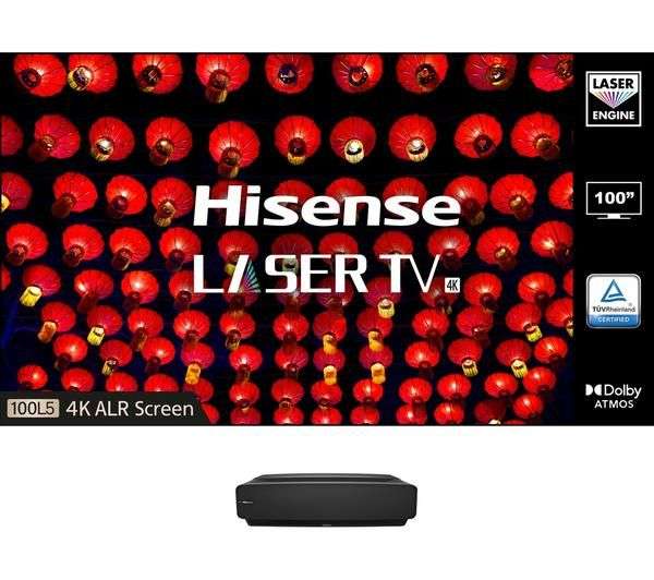 Hisense 100L5FTUK-D12 Smart 4K Ultra HD HDR Laser TV with Amazon Alexa + ALR screen - £1999 with code @ Currys